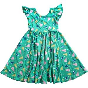 Dot Smile Girls 7 Green Birthday Hat Empire Fun Twirl Dress Polka Dot Party NWT